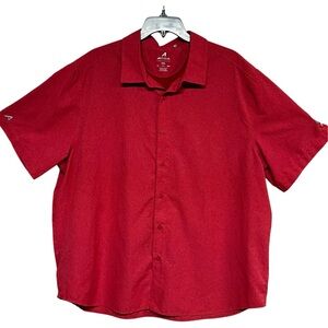 Antigua Coral (Red) PBR Activate Woven Short Sleeve Button-Down Shirt Size 2XL
